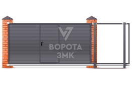Раздвижные ворота для частного дома с калиткой 2100×3000 ЗМК-7635