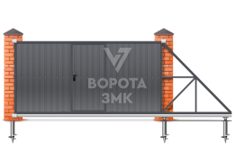 Откатные ворота с калиткой 5,5 метров 5500×3000 ЗМК-7983